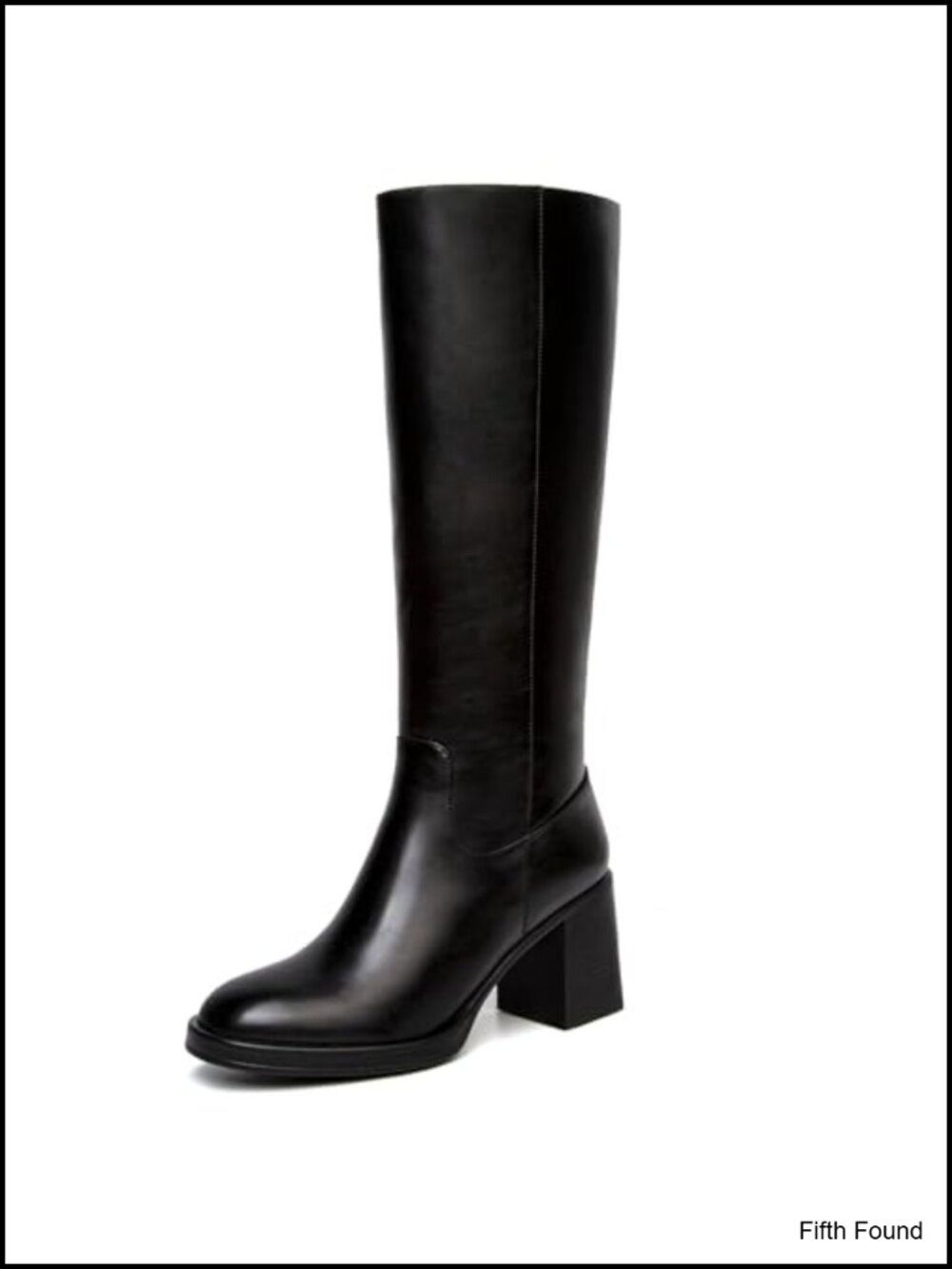 Women's Knee High Boots Round Toe Chunky Block Heel Tall Faux Leather Side